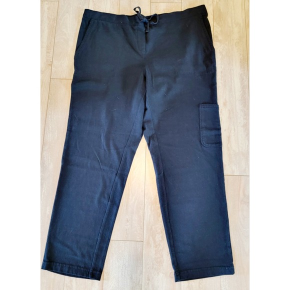 J Jill L Navy Blue Pants Cotton Pull On Size Large Drawstring Pckts NWT RV $69 - Picture 2 of 7